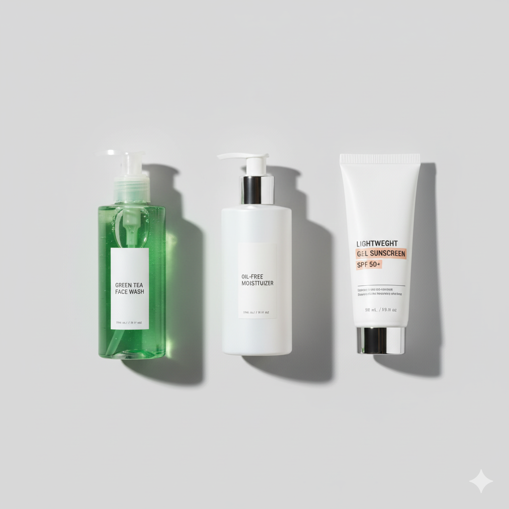 A set of 3-step skincare products for men in India